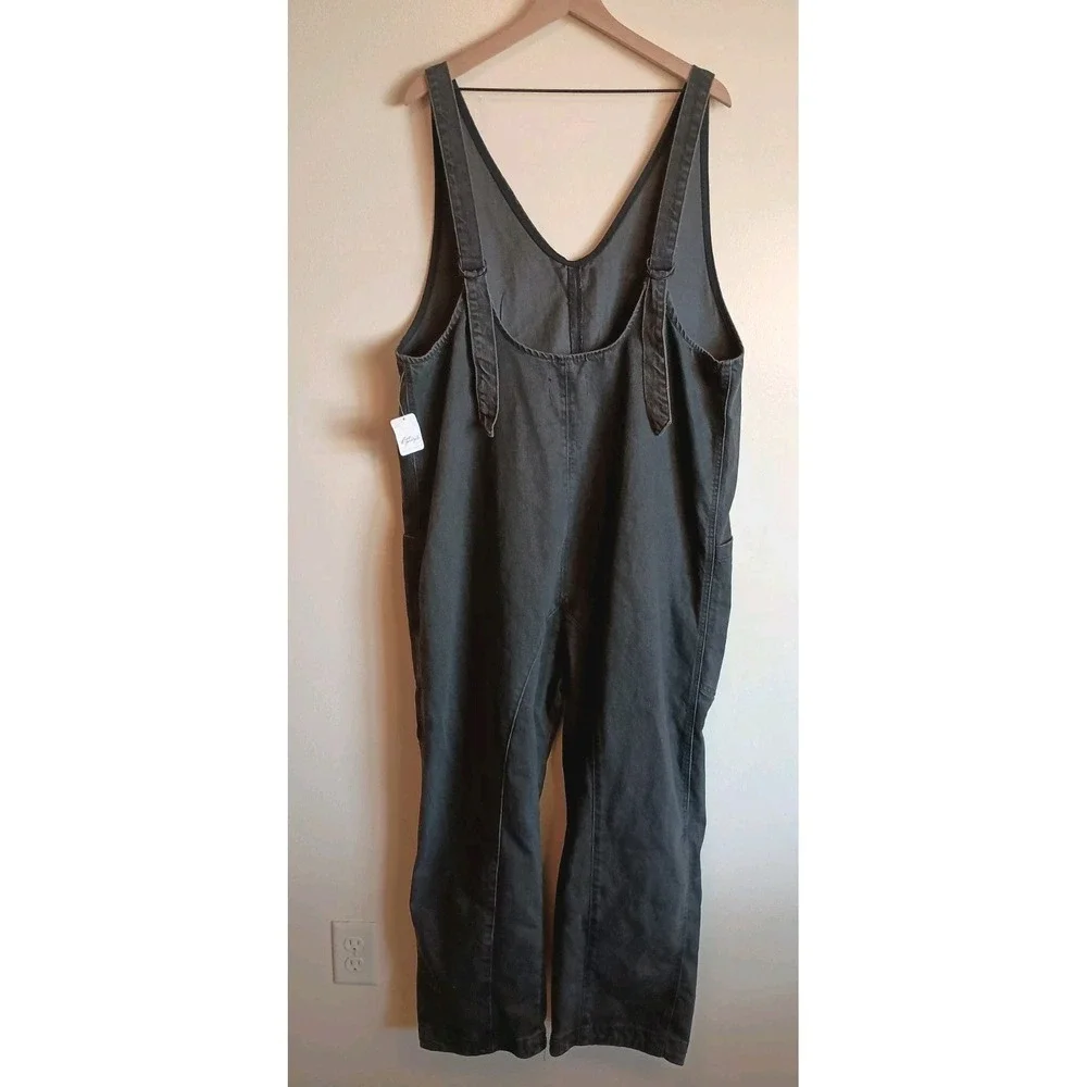 NWT Free People We The Free High Roller Overalls Mineral Black XXL Cotton